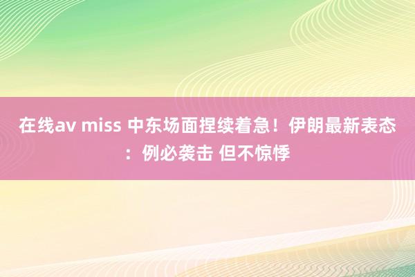 在线av miss 中东场面捏续着急！伊朗最新表态：例必袭击 但不惊悸