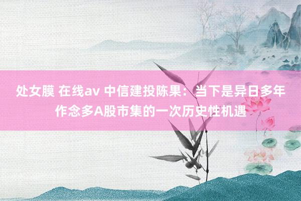 处女膜 在线av 中信建投陈果：当下是异日多年作念多A股市集的一次历史性机遇