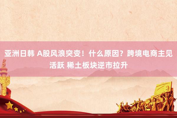 亚洲日韩 A股风浪突变！什么原因？跨境电商主见活跃 稀土板块逆市拉升