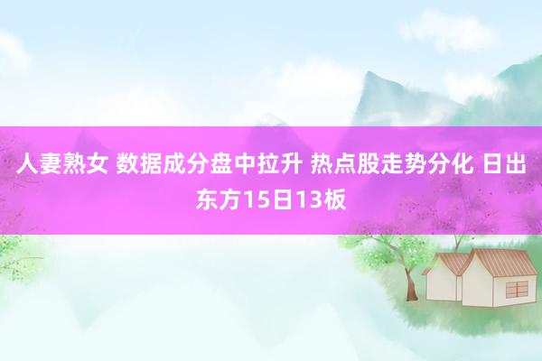人妻熟女 数据成分盘中拉升 热点股走势分化 日出东方15日13板