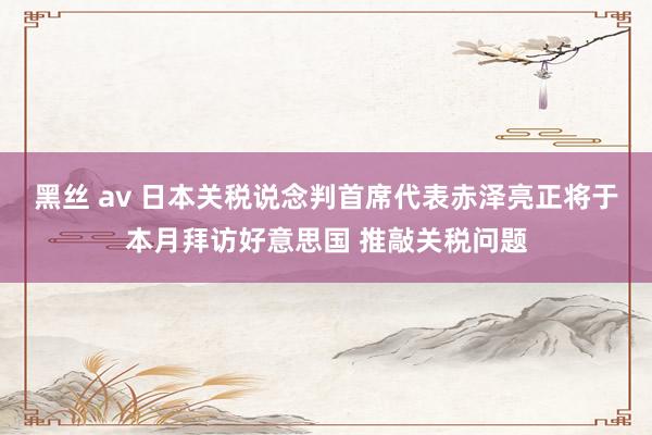 黑丝 av 日本关税说念判首席代表赤泽亮正将于本月拜访好意思国 推敲关税问题